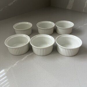 Pillivuyt France Porcelain Set Of 6 White Ramekins 3” Diameter